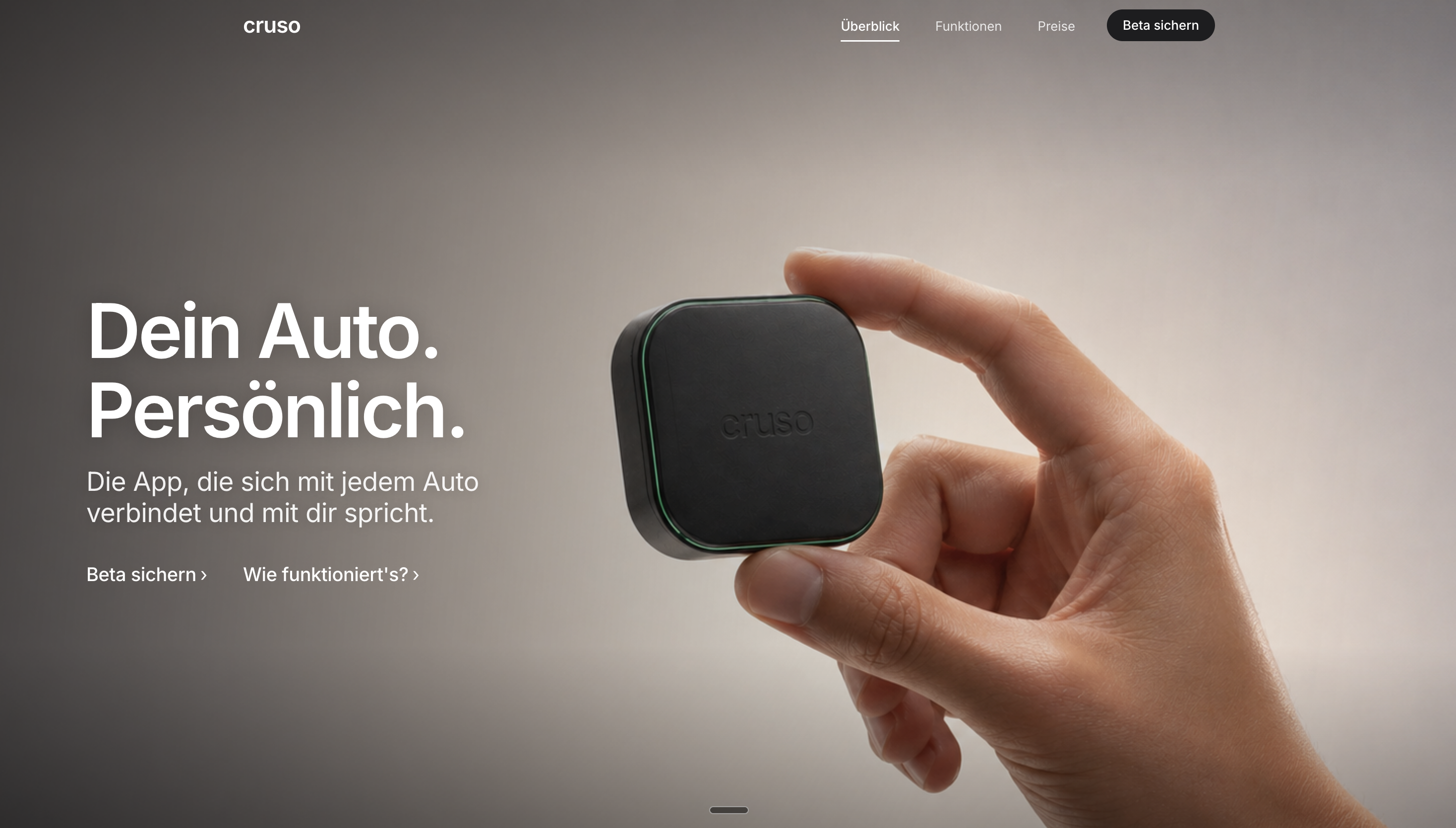 Cruso, connected car app landing page
